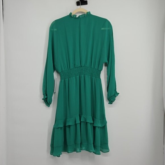 EMMA & MICHELE Womens Ruffle Knee Length Dress Green V Neckline Size Medium - Picture 4 of 11